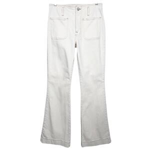 Frame Jeans High Rise Sailor Flare Cotton Stretch Patch Pockets Off White 27